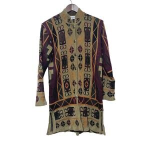 Norm Thompson Cardigan Duster Sweater Women's Sz S Oversized Aztec Boho Cottage